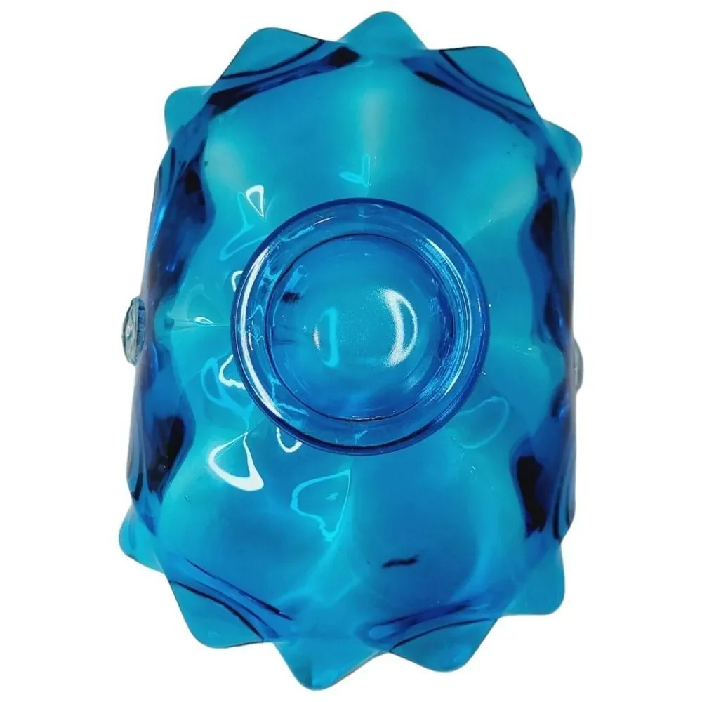 Vtg Viking Art Glass 1960s Blue With Clear Handle Epic Basket Candy Dish #1510‎